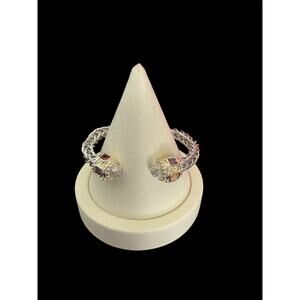 Silver Cable Bracelet with Multi Colored Stones